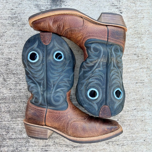 Ariat Heritage Roughstock Men’s Brown Leather Wide Square Toe Boots 13D 10014024 - Picture 7 of 16